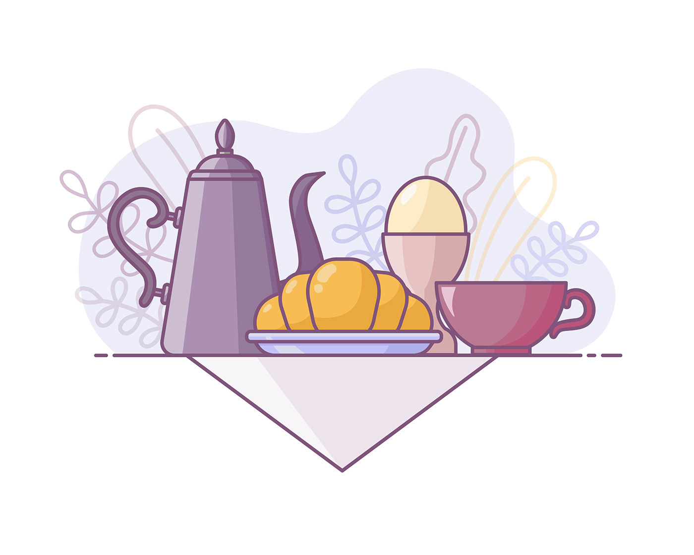 breakfast croissant Food  food illustration graphic design  ILLUSTRATION  Illustrator tea
