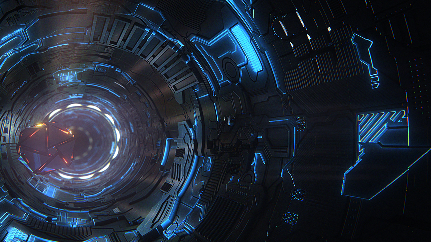 Cyberpunk spaceship fusion BMD Fusion shading drone tunnel Space  BlackMagic Fusion fusion blackmagic