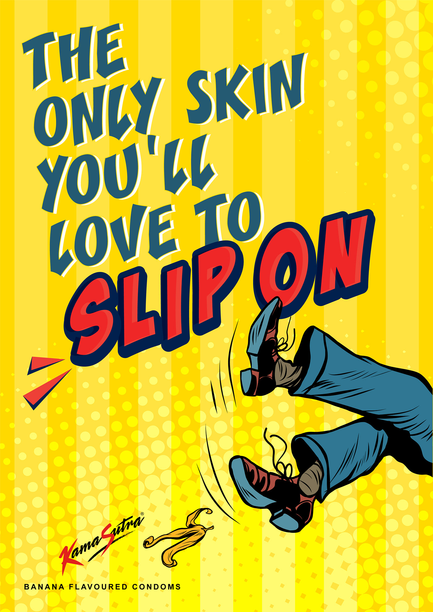 AIDS banana comic CONDOM kamasutra peel Pop Art protection sex typography  