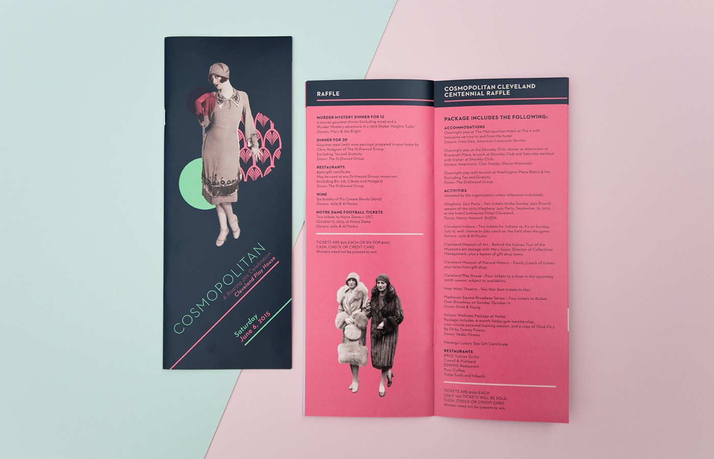 Invitation benefit Gala Cleveland Cleveland Play House Theatre save the date 20s green pink