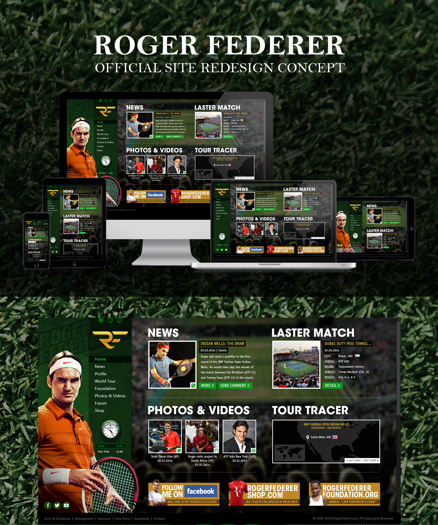 roger federer redesign UI ux Website tennis sport