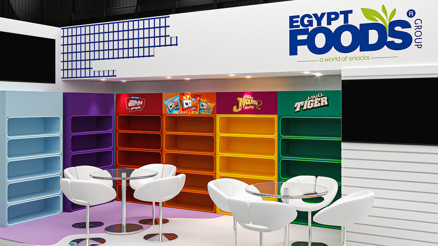 design Exhibition  designer graphic design  Food  3D 3ds max architecture Render egyptfoods
