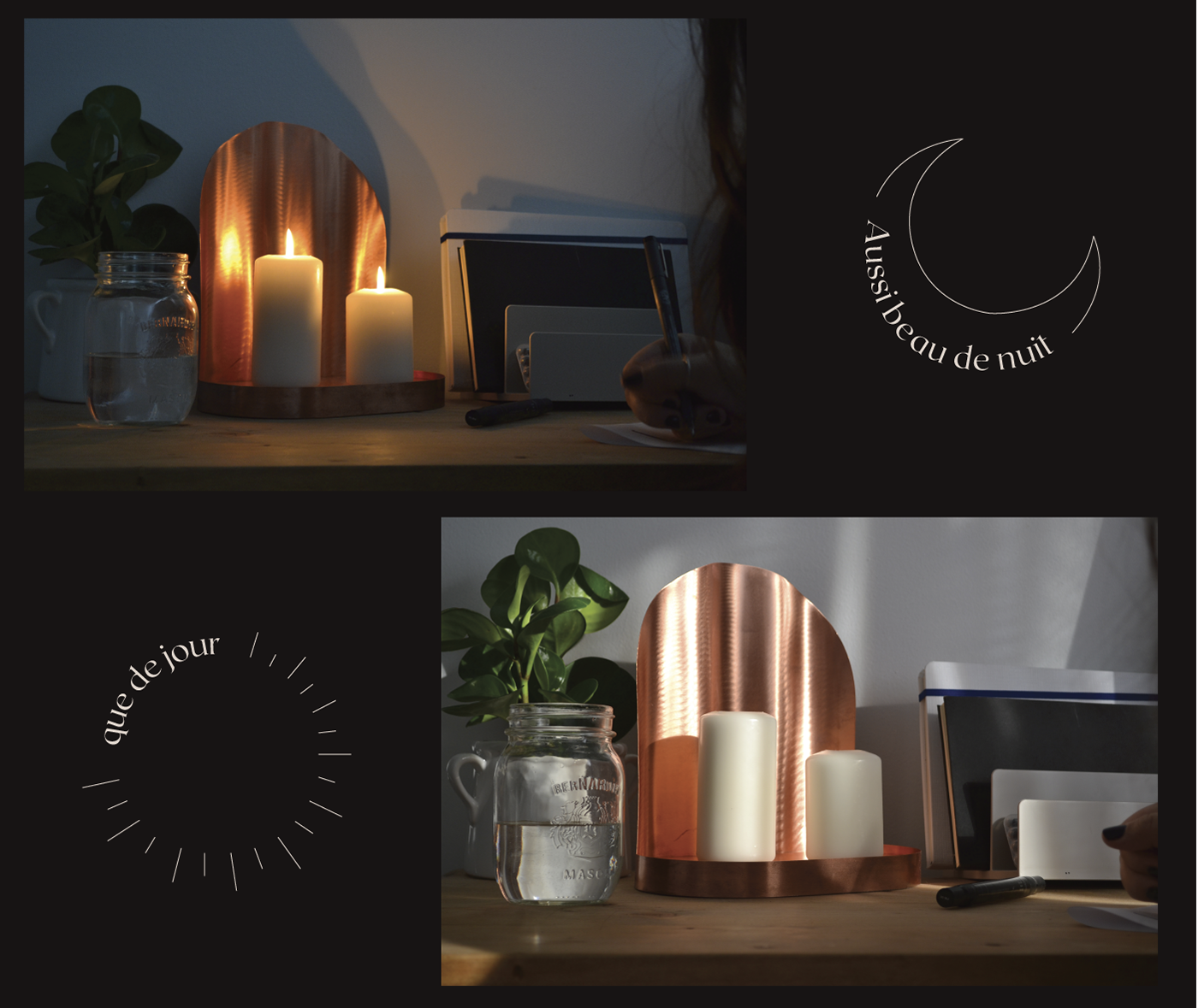Bougeoir bougie candleholder candles copper reflection industrial design  light lighting product