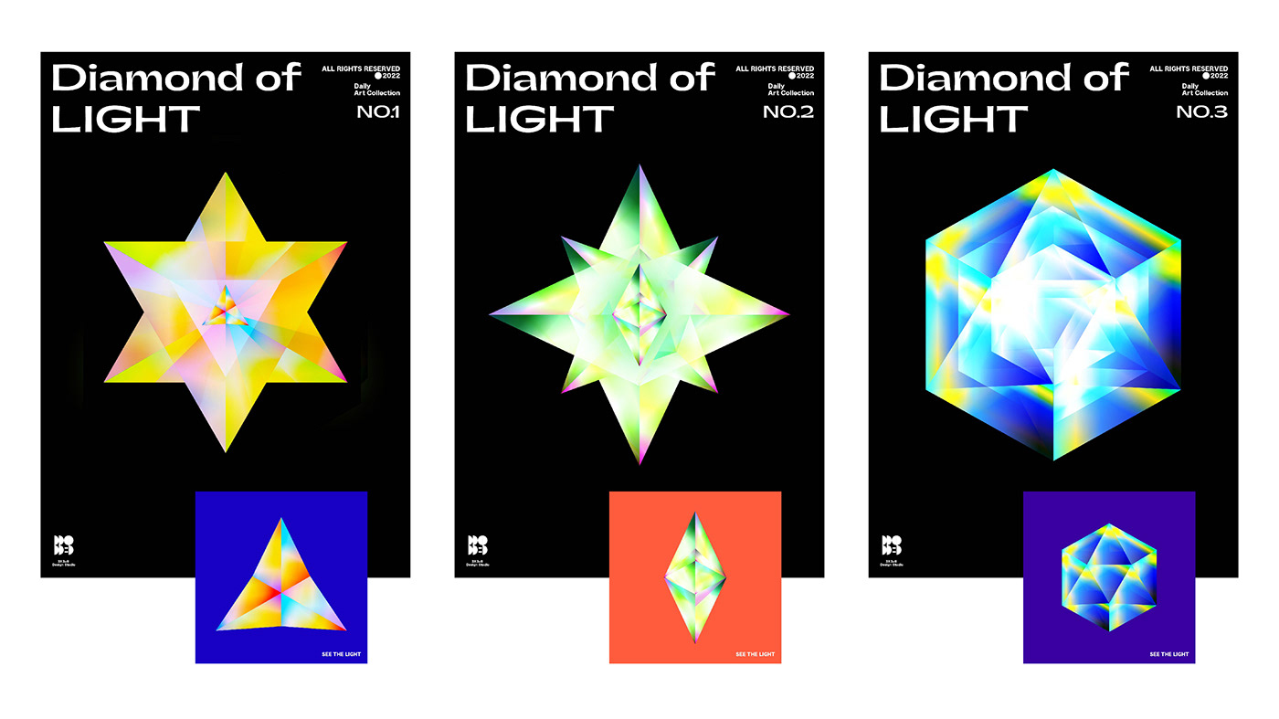 abstract art diamond  Drawing  flower geometric gradient light pattern poster
