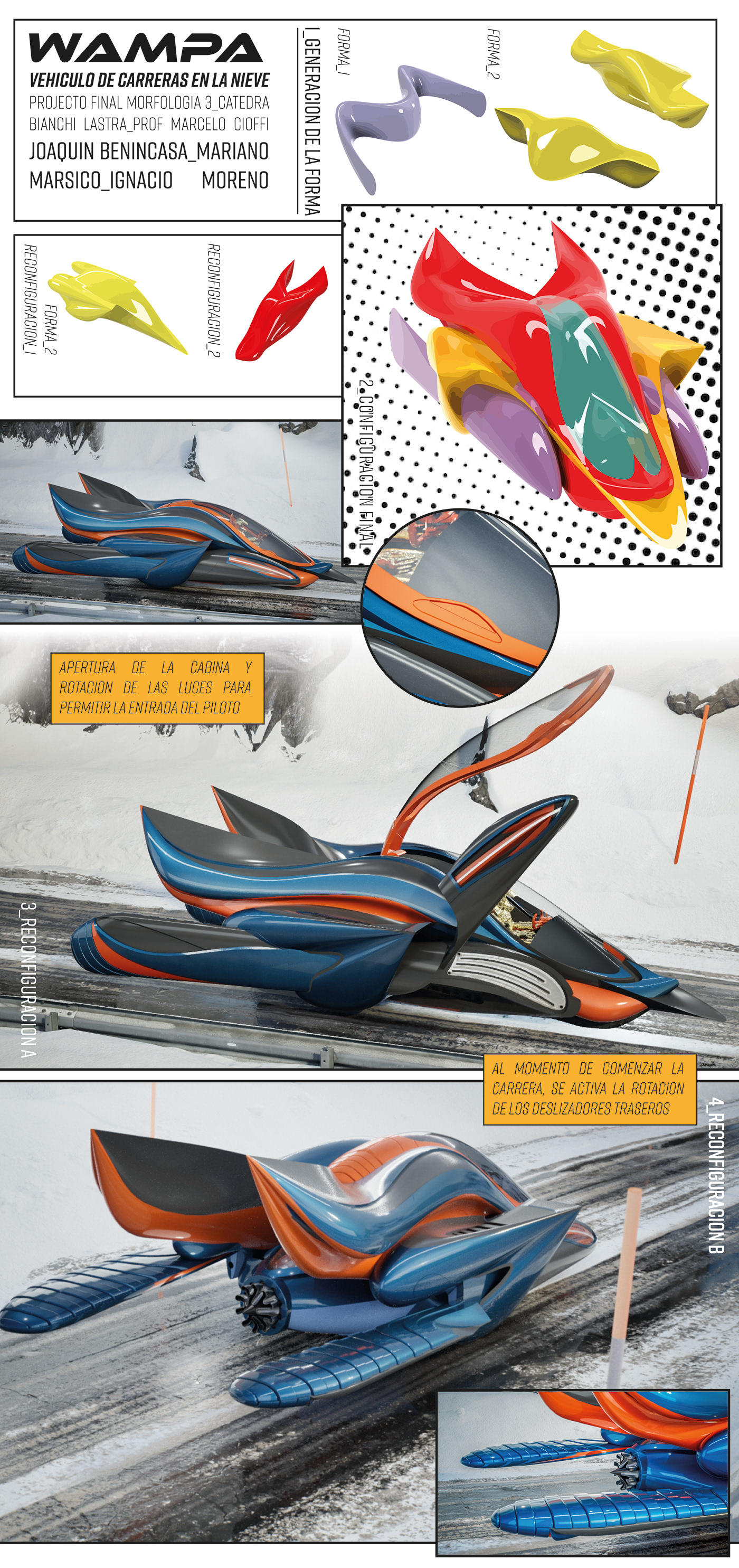 sketch morfologia modelado 3d Render diseño gráfico prototype Maqueta f1 carreras nieve