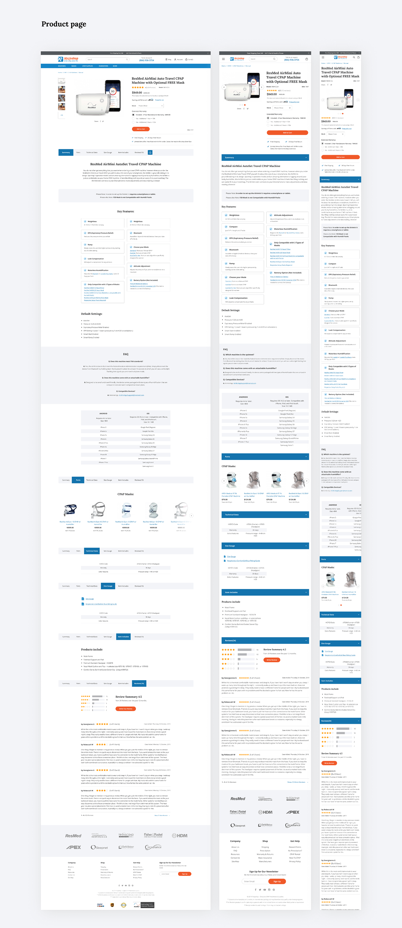 clean design Ecommerce equipment medical store UI ux Web wireframing