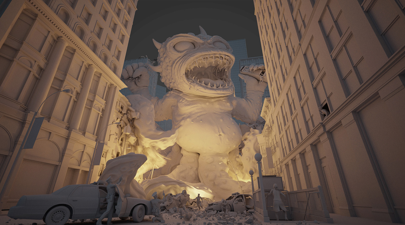 alien apocalypse artwork creature debris Digital Art  dragon godzilla monster monster design