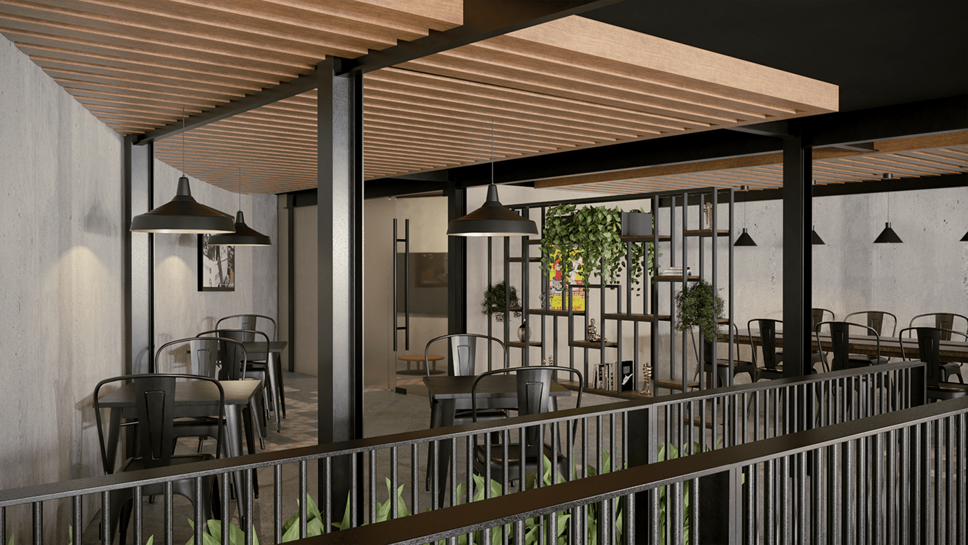 3D architecture cafe CGI exterior interior design  modern Render restaurant vray