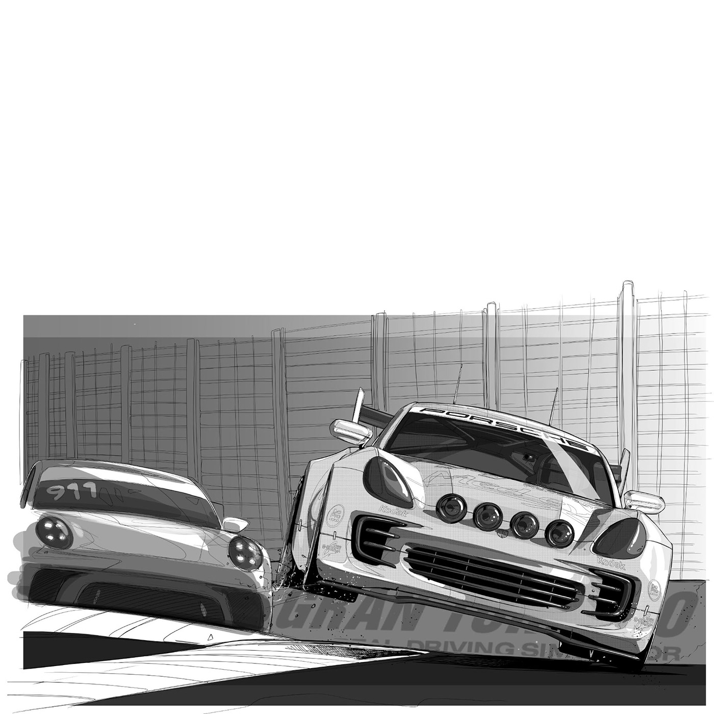 sketch comic cardesign Racing car automobile photoshoot 3d modeling