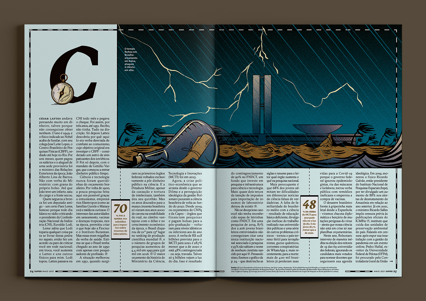 article editorial design  Government ILLUSTRATION  Layout magazine research science spread story