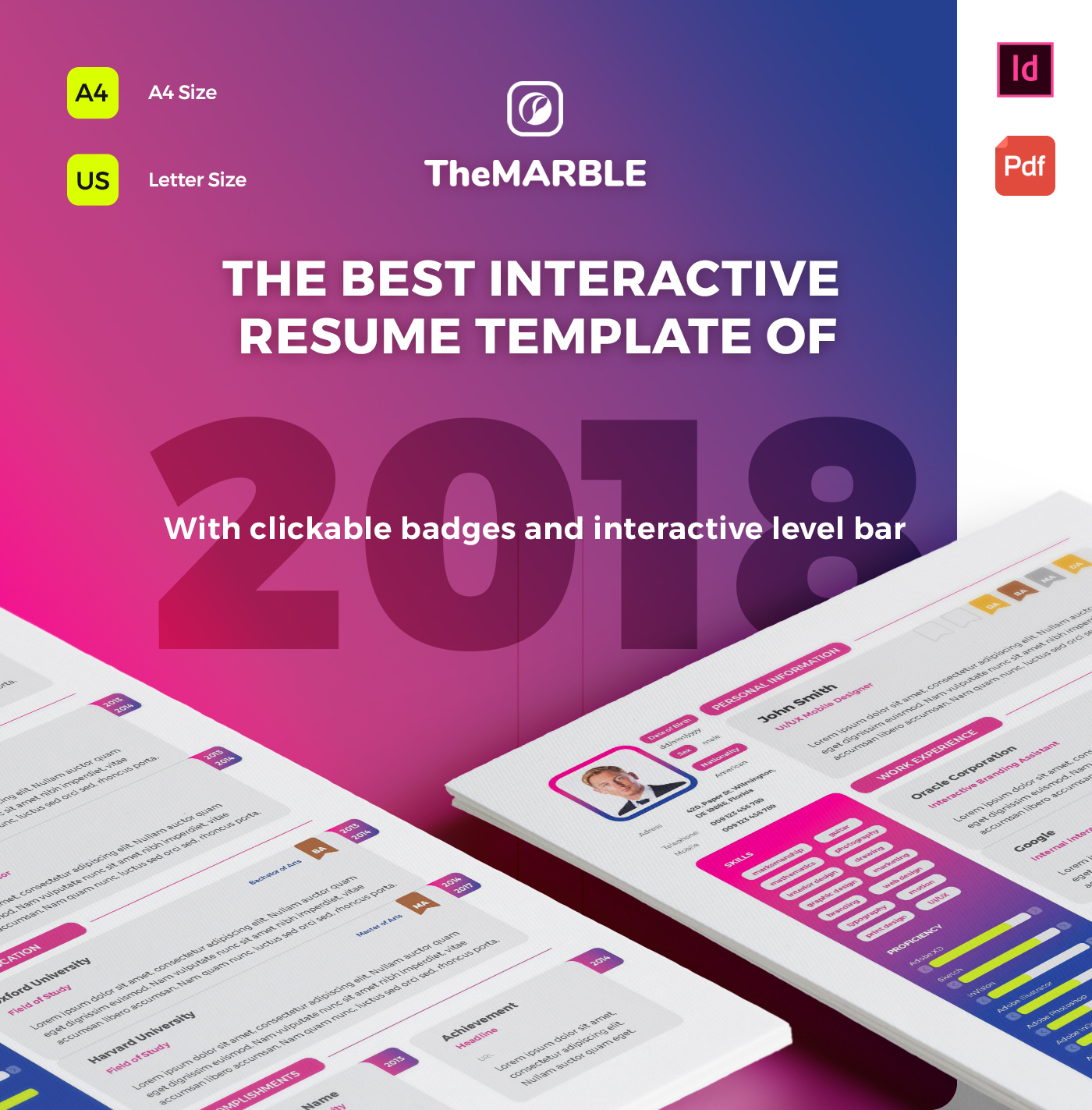 template Resume CV Curriculum Vitae trend vivid colors gradient interaction