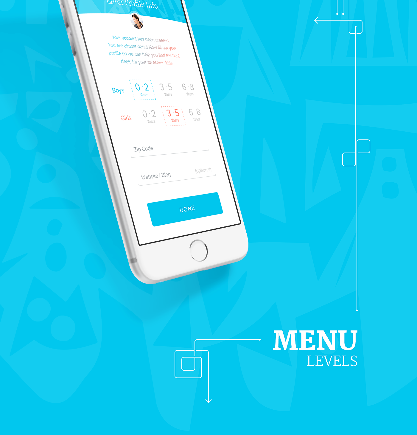 ios app iphone stork brokers menu gif logo blue flat minimal Shopping interaction UI ux