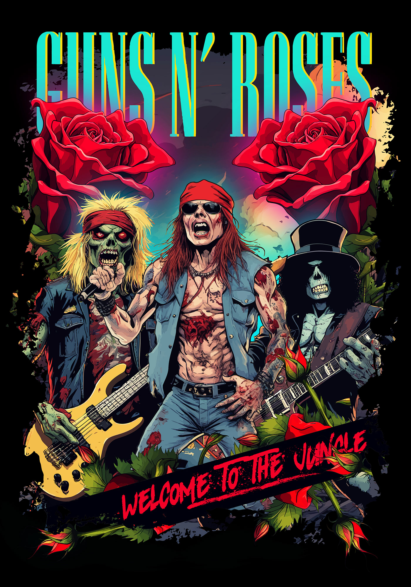Guns N' Roses GNR poster art ilustrator guns Photoshop + ia