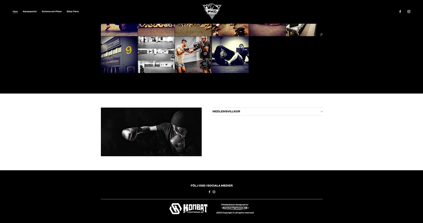 MMA Website wordpress sverige Sweden göteborg gym Fightclub onepage webb bold