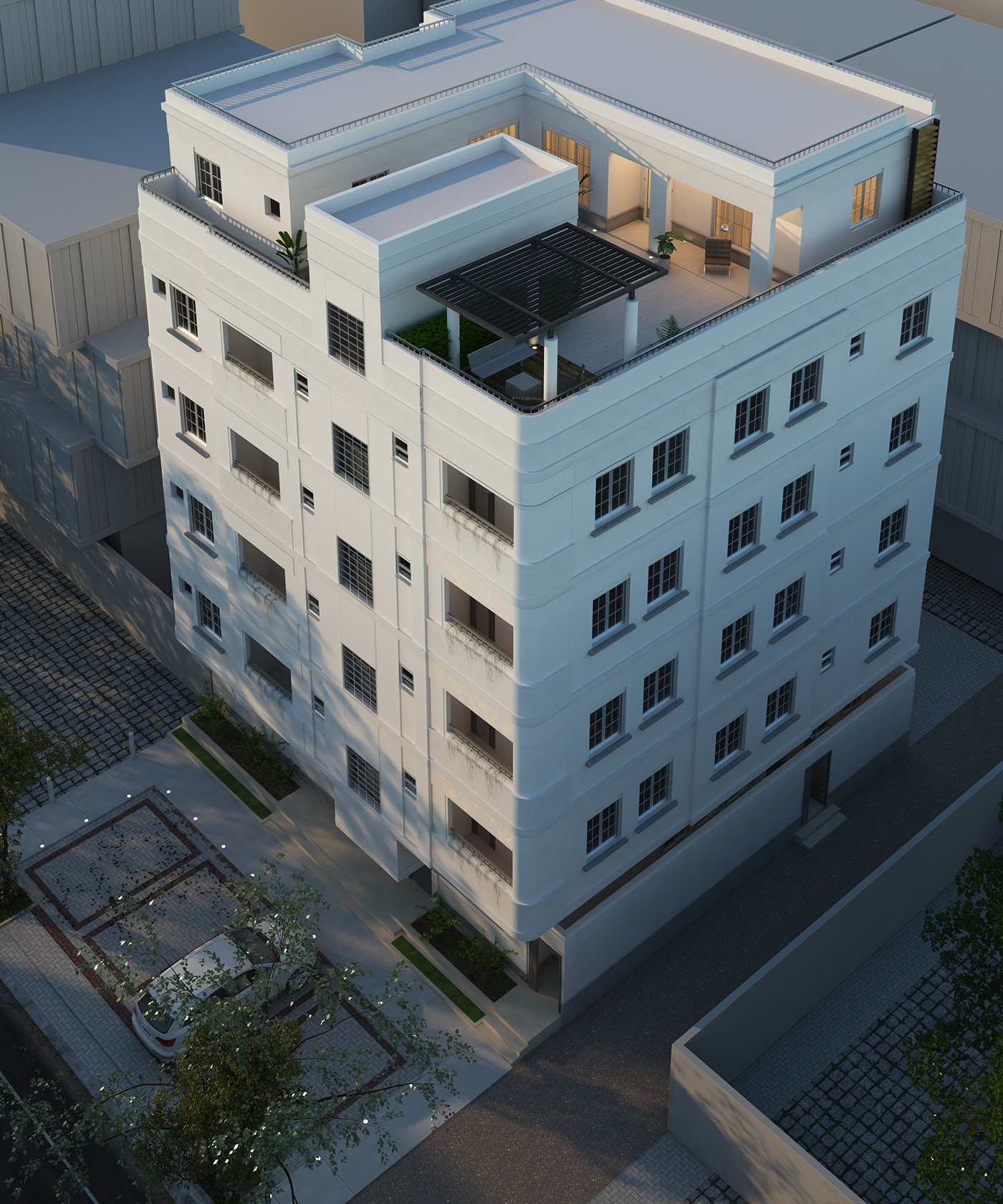 building architecture exterior visualization 3ds max modern