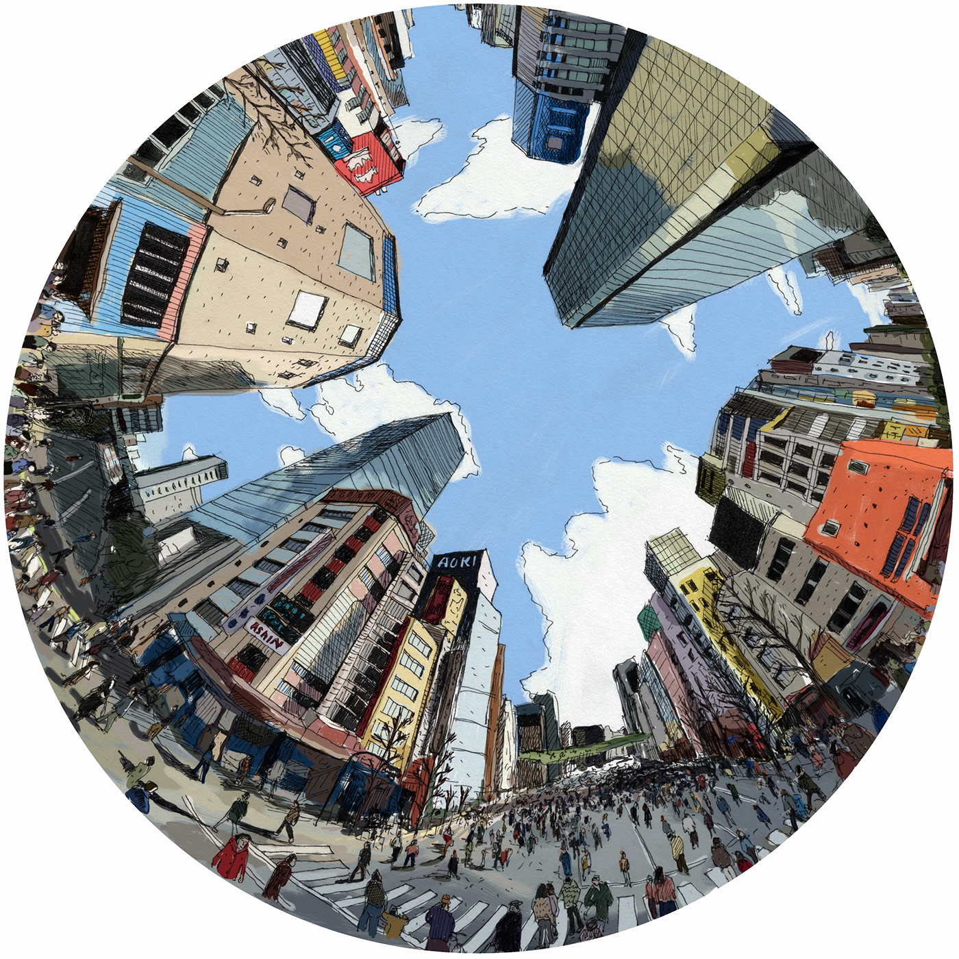 poster camera fisheye city cityscape poloroid photoshop pen pen and ink Mieke Mieke van der cape town south africa Illustrator