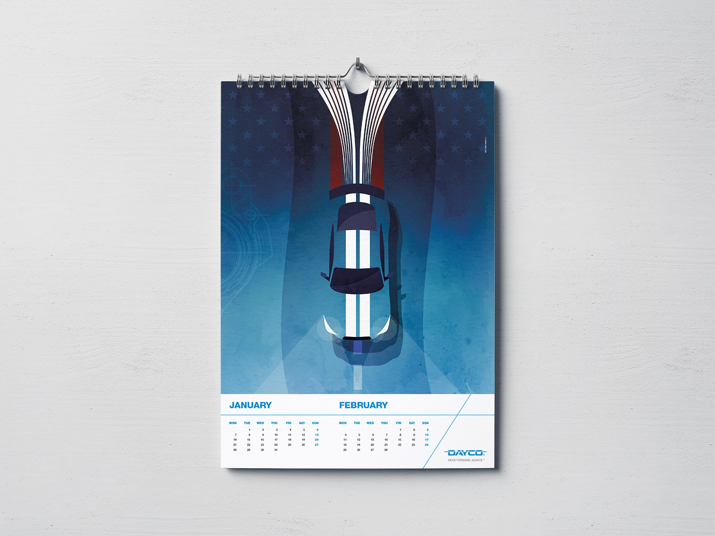 Dayco automotive   ILLUSTRATION  calendar car Illustrator