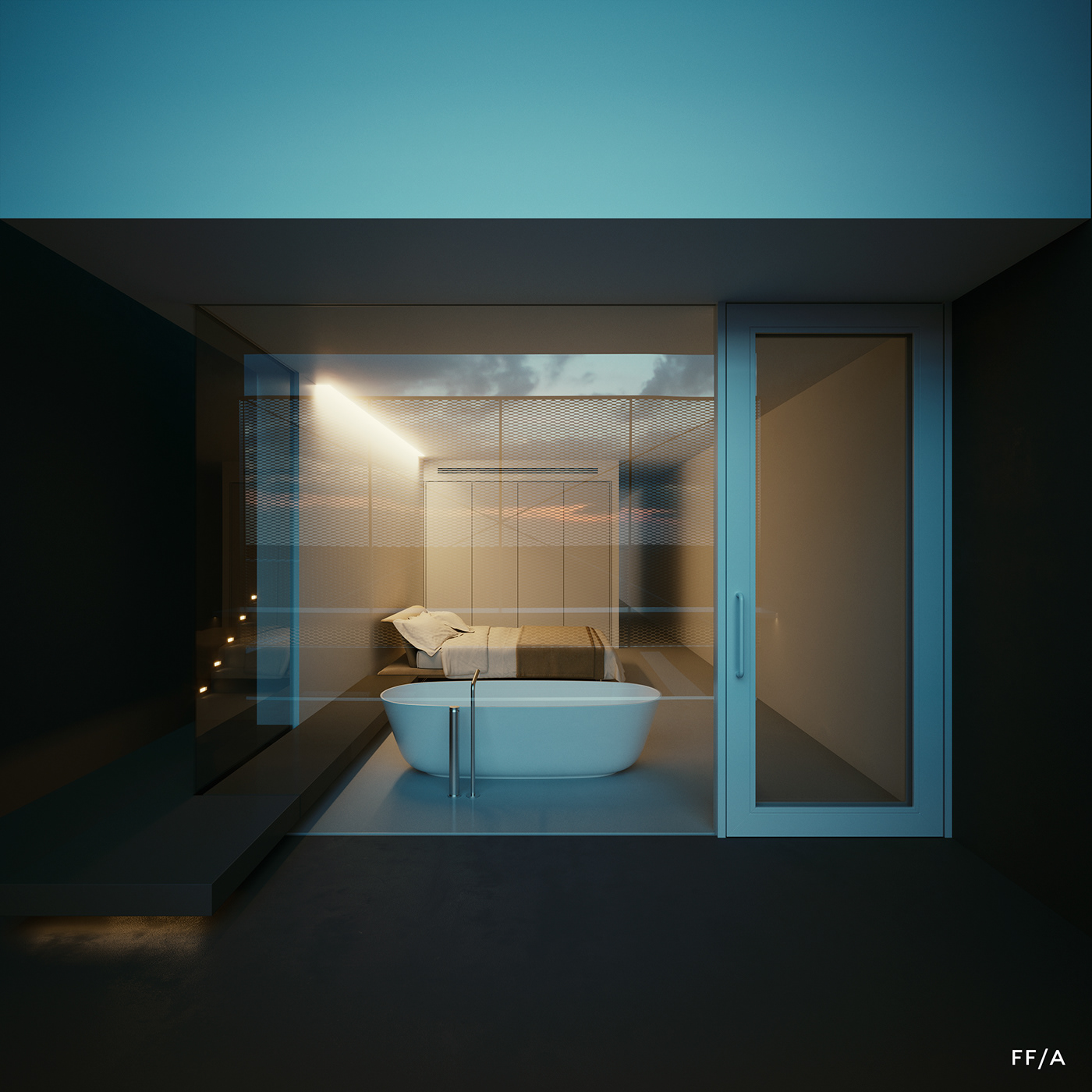 architecture minimal residential Slim Villa CGI Interior Project