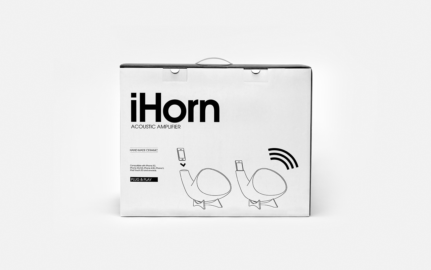 iHorn apple iphone ipod black and white acoustic amplifier hand made ceramic plug and play istanbul Turkey box Audio