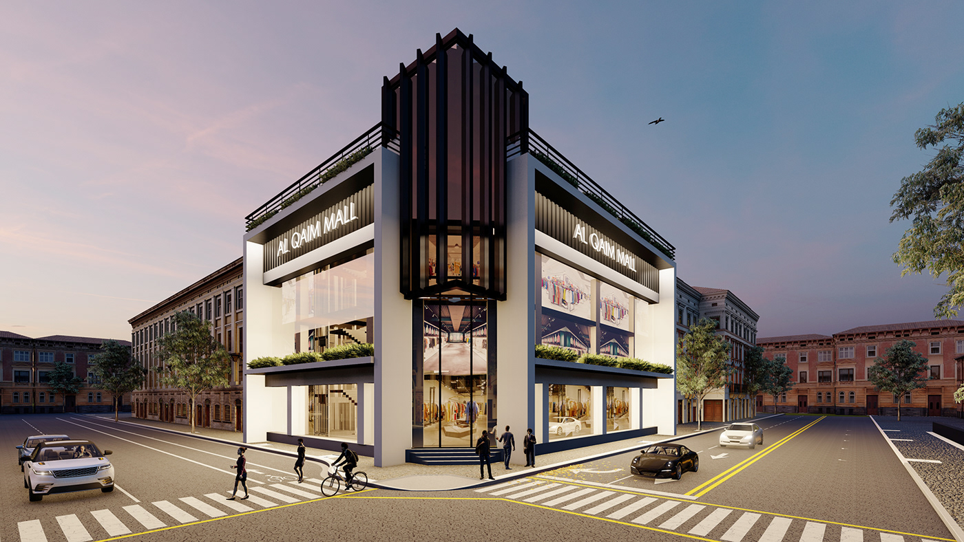 Commercial Building Facade design architecture 3D visualization modern archviz exterior