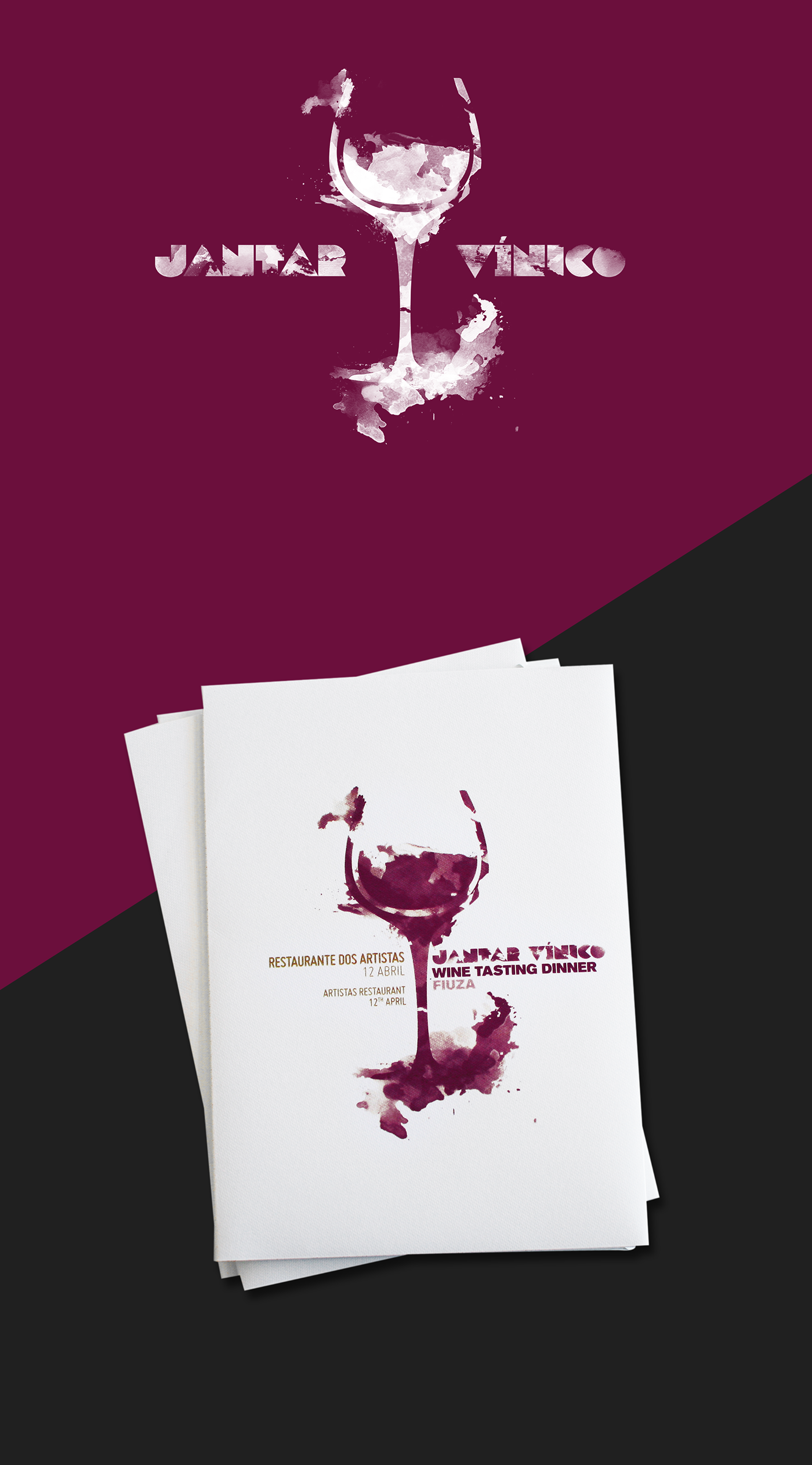 graphic design dinner Invitation wine