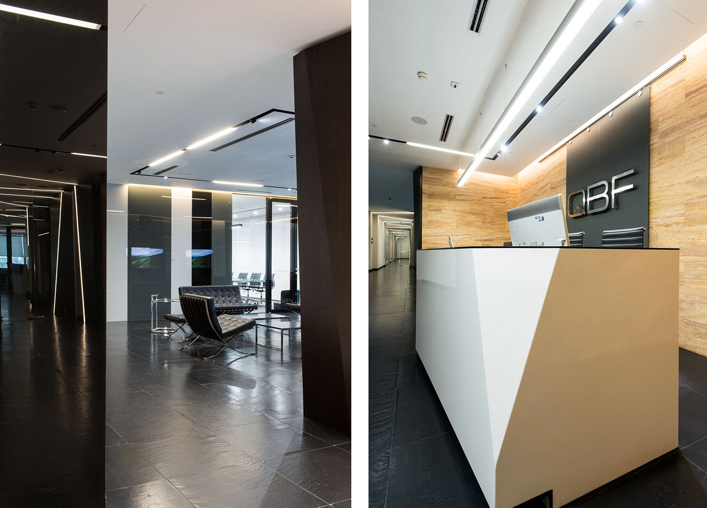 Office minimalistic architecture Moscow City qbf Interior workspace business light