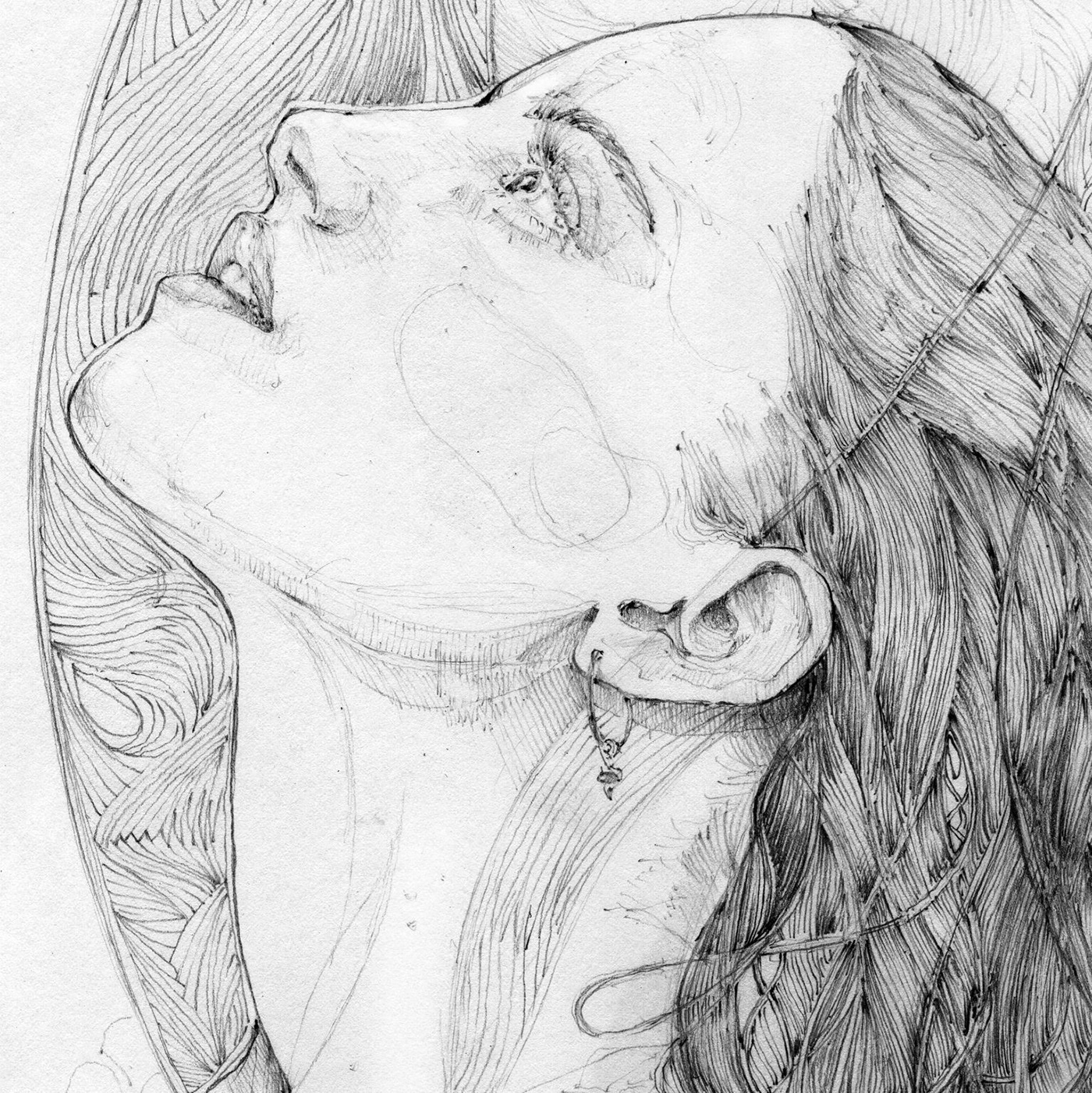 beauty Drawing  fashion illustation grafnarq graphite graphite drawing painting   pencil watercolor woman