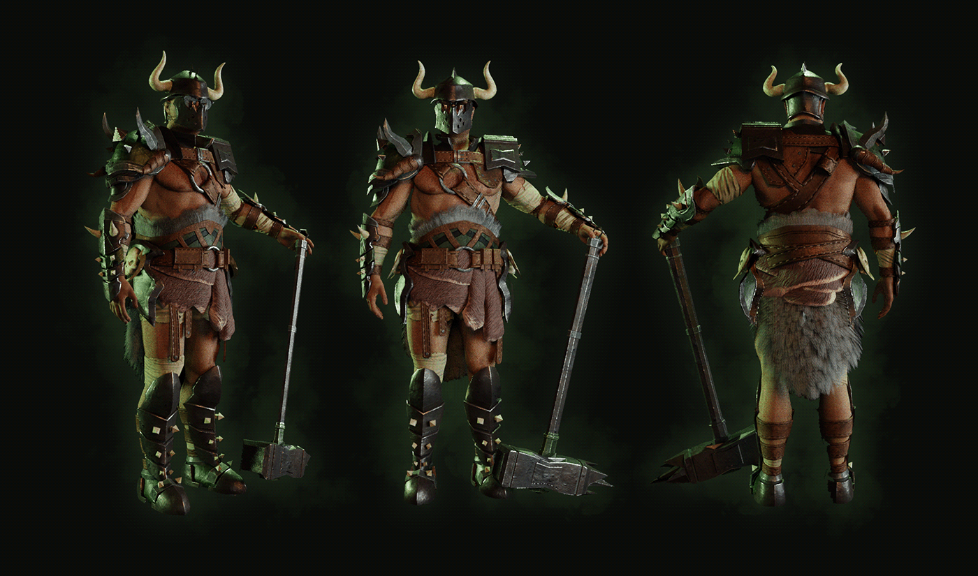3D Barbarian warrior Armor fantasy Dungeons and Dragons