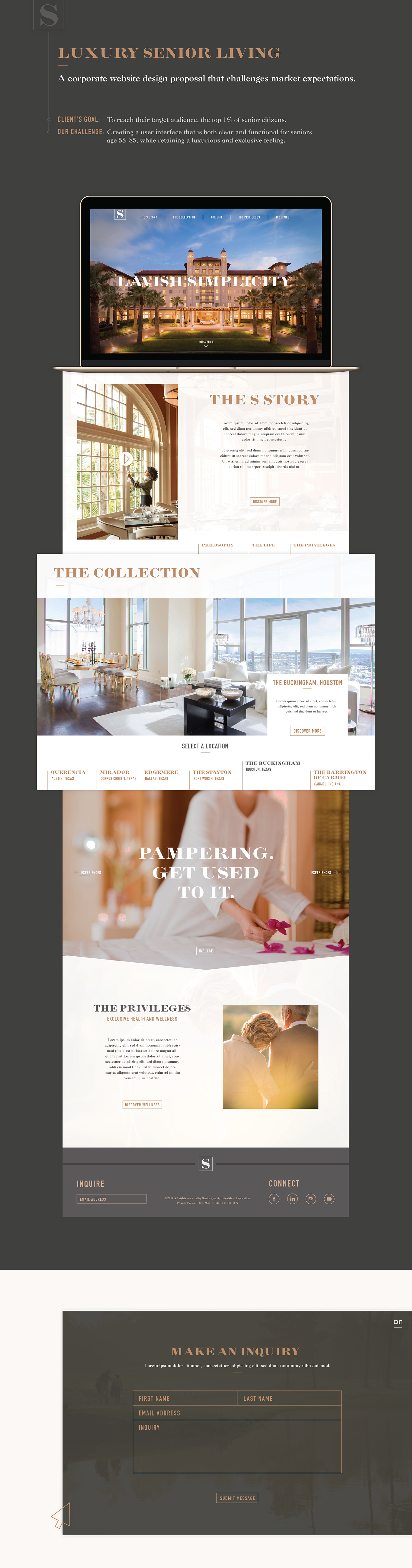 luxury UI senior living Web digital real estate elegant expensive classy corporate