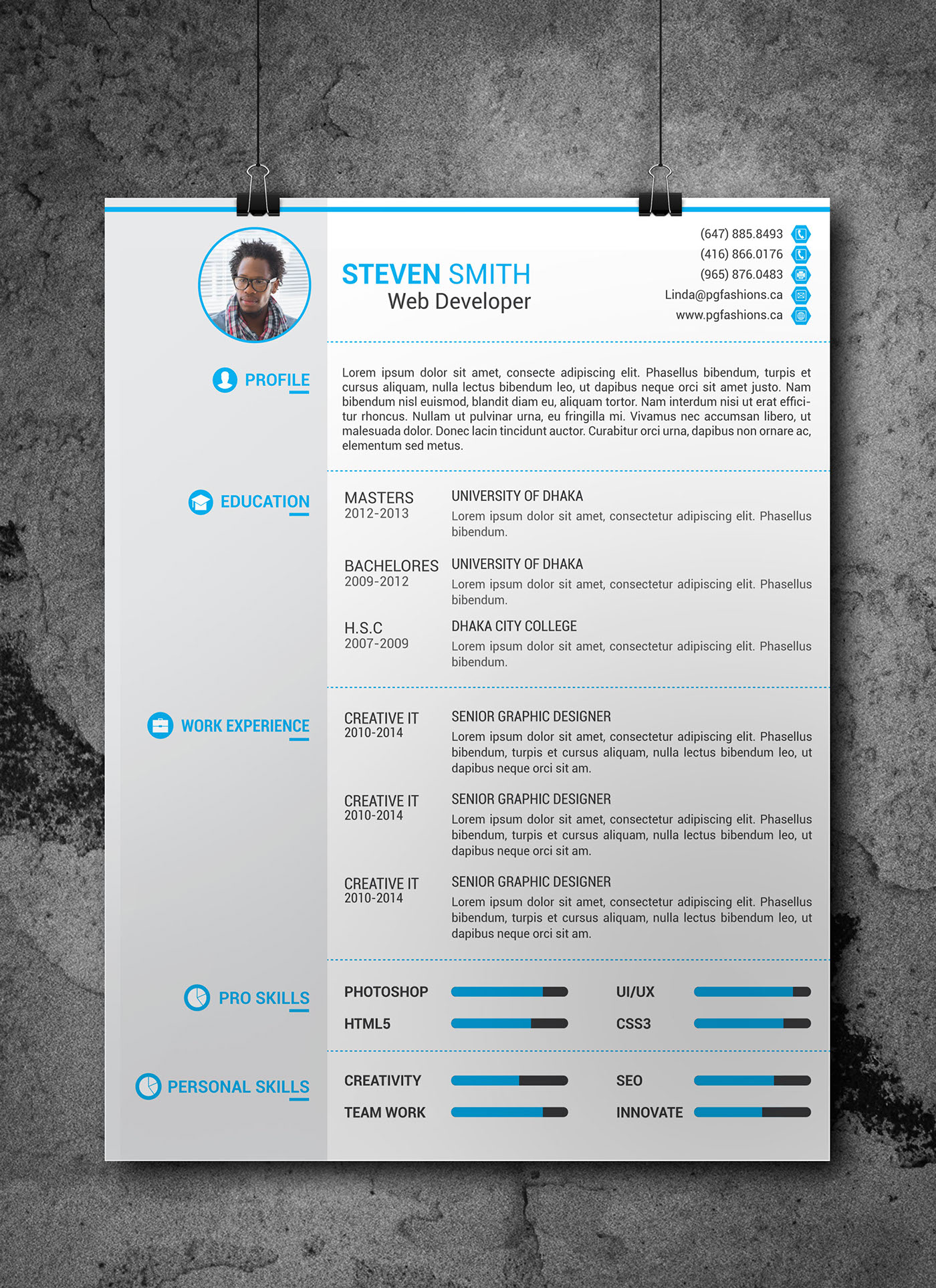 Resume, Cover Latter, Portfolio Template (Free Download on