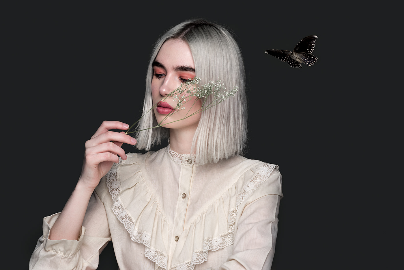 editorial retouching  bugs moth insect Fashion  model beauty makeup teapalm