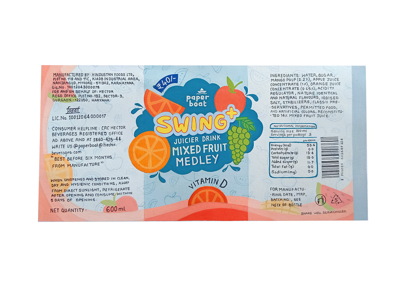 label design packaging design swing paperboat juice fruit juice juice bottle Advertising  Graphic Designer TraditionalMedium