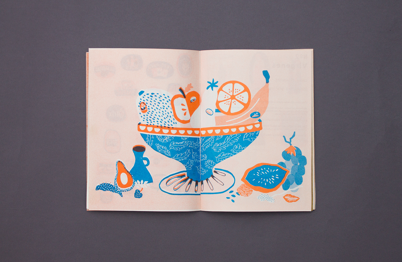 fanzine risograph illustrations coleccionistas print editorial press orange blue vintage