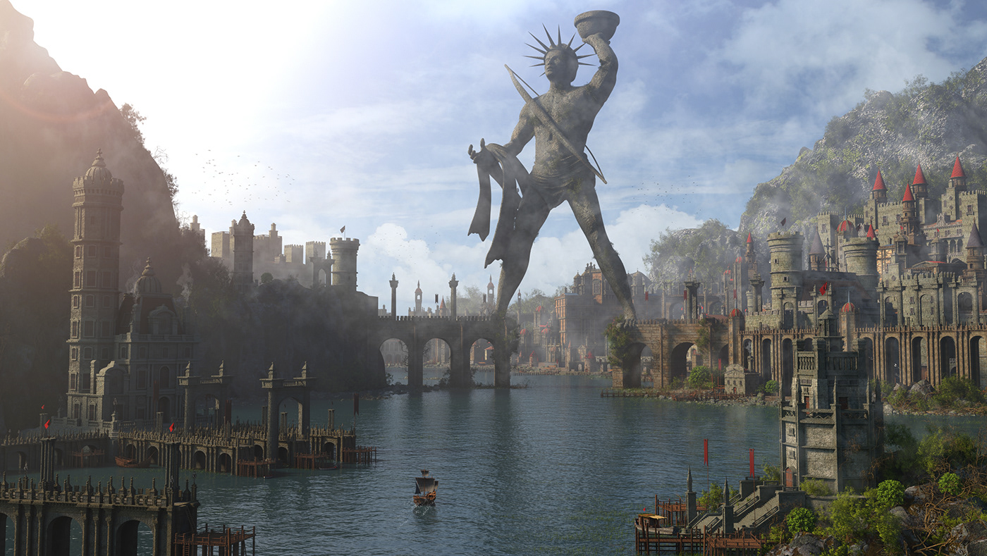 3D CGI Matte Painting Digital Art  concept art colossus gameart digitalart artwork colossus of Rhodes