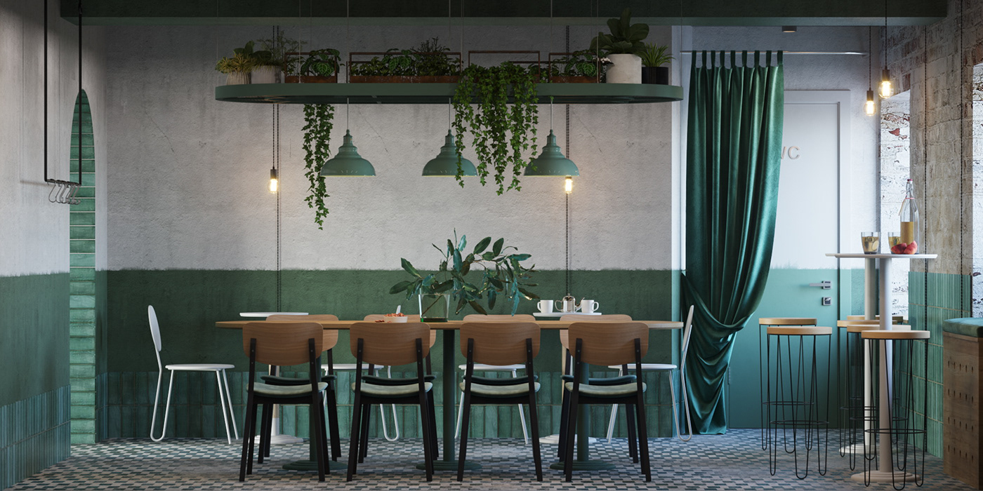 3dsmax corona Render coffee shop interior design  design visualization design kiev