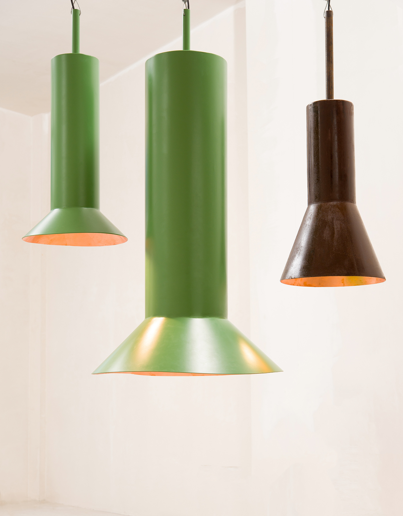 Lamp minimal greenery copper pendant light chimney