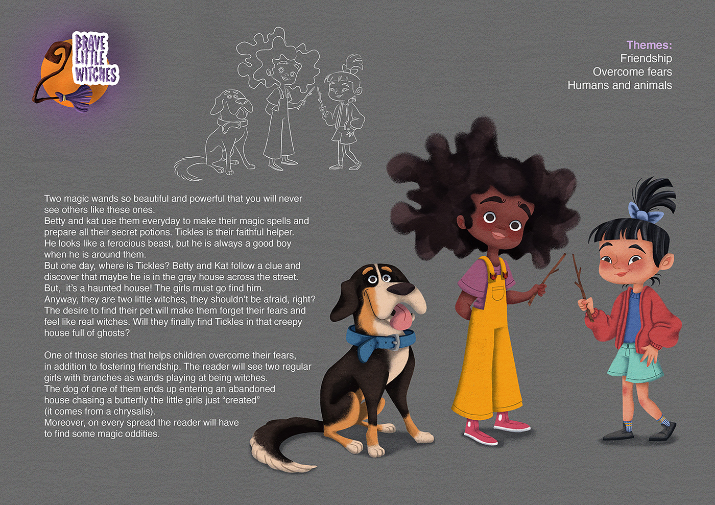 book Brave characters design dog Halloween ILLUSTRATION  kids post witch
