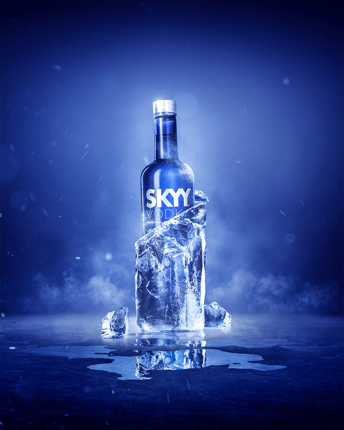 blue design Digital Art  drink ice ILLUSTRATION  manipulation retouch skyy Vodka
