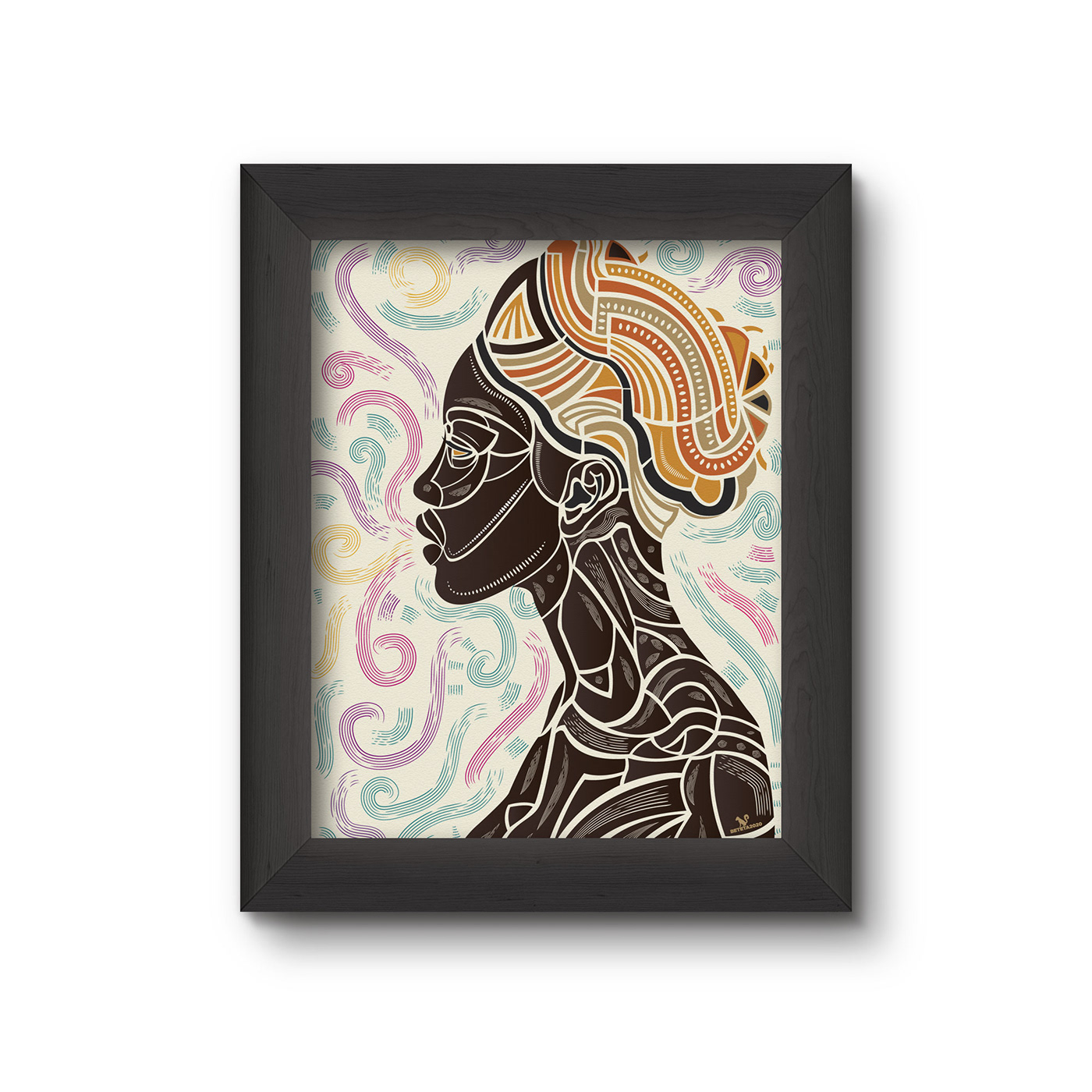 girl pattern africa cofee traditional textile woman brown burn abstract