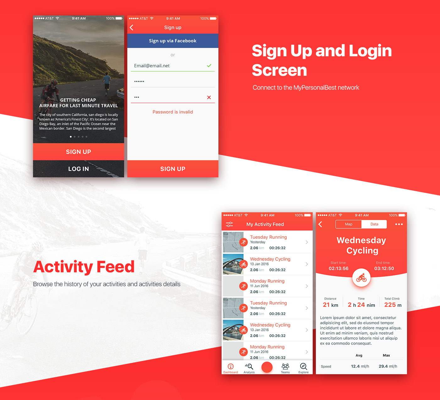 sport running activity tracker ux/ui app design