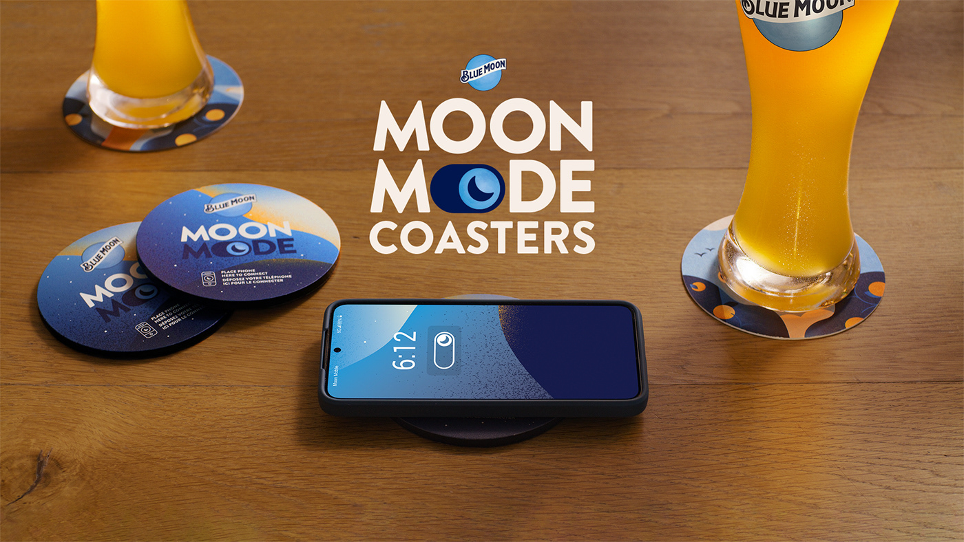 art direction  beer blue blue moon campaign coaster design ILLUSTRATION  logo texture typography  
