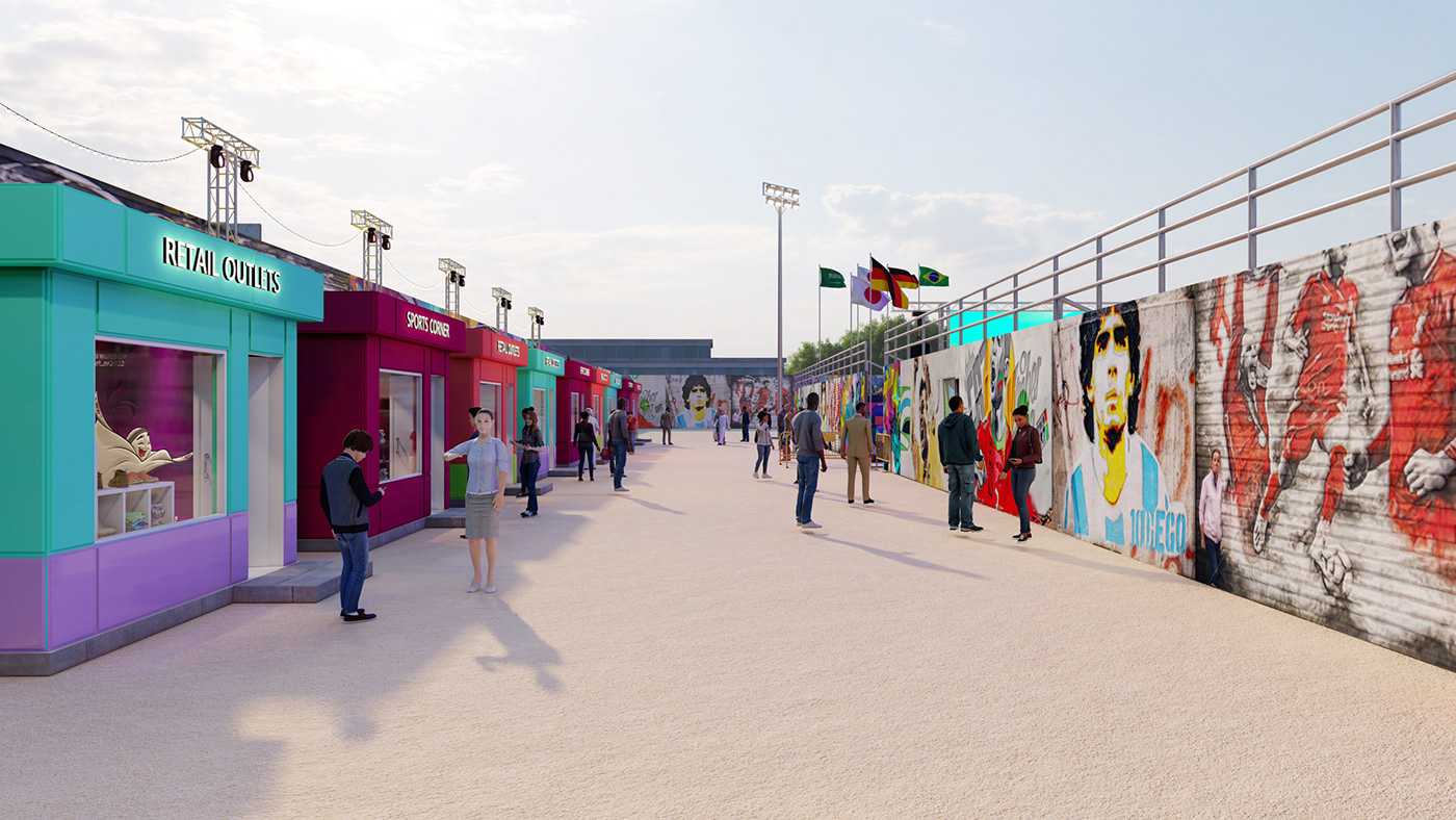FIFA World Cup Qatar 2022 football 3dstand Exhibition Design  stalls event outlet retail outlet sportsevent