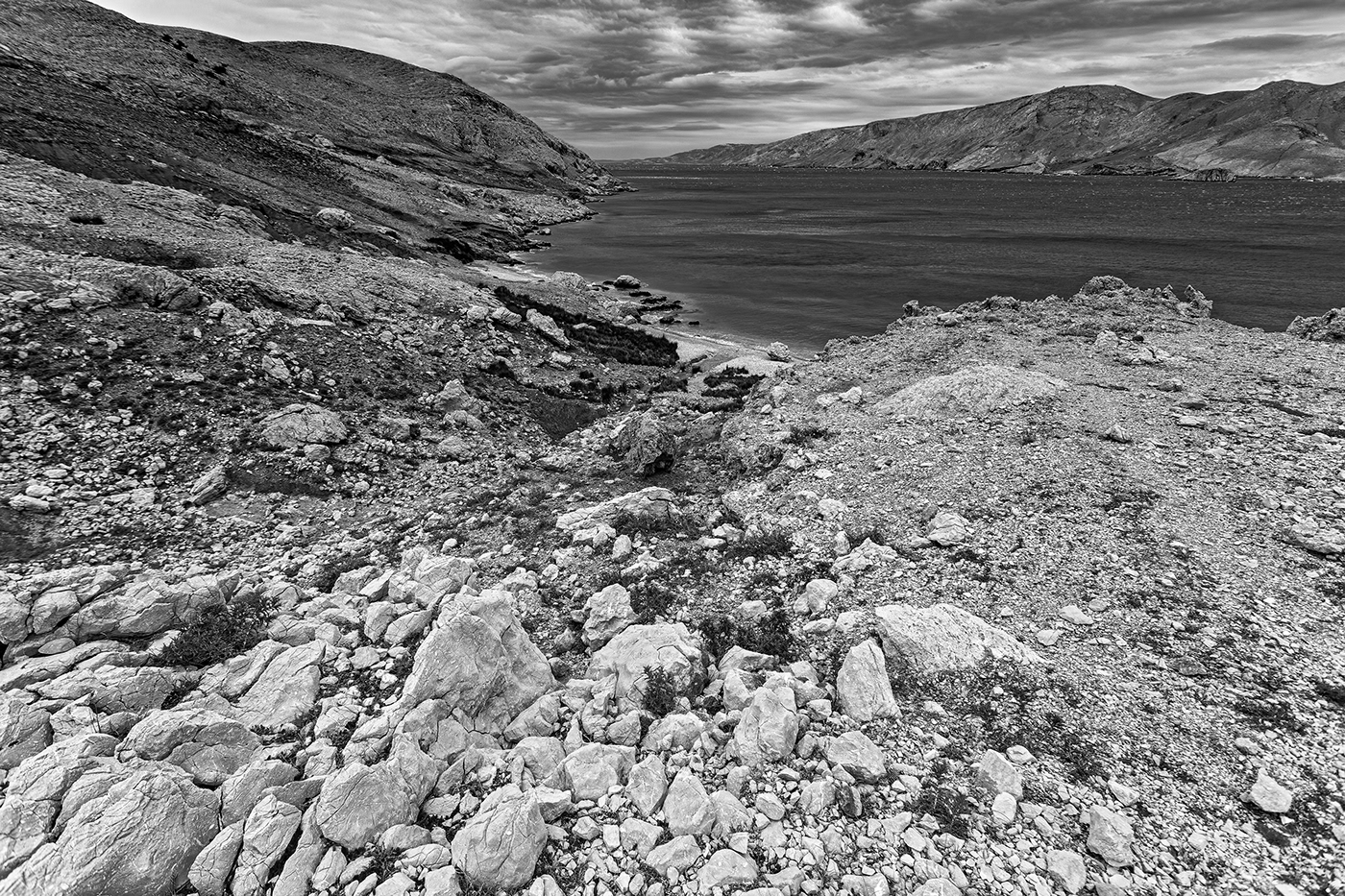 mountain Nature sea beach summer Landscape Croatia rocks clouds pag