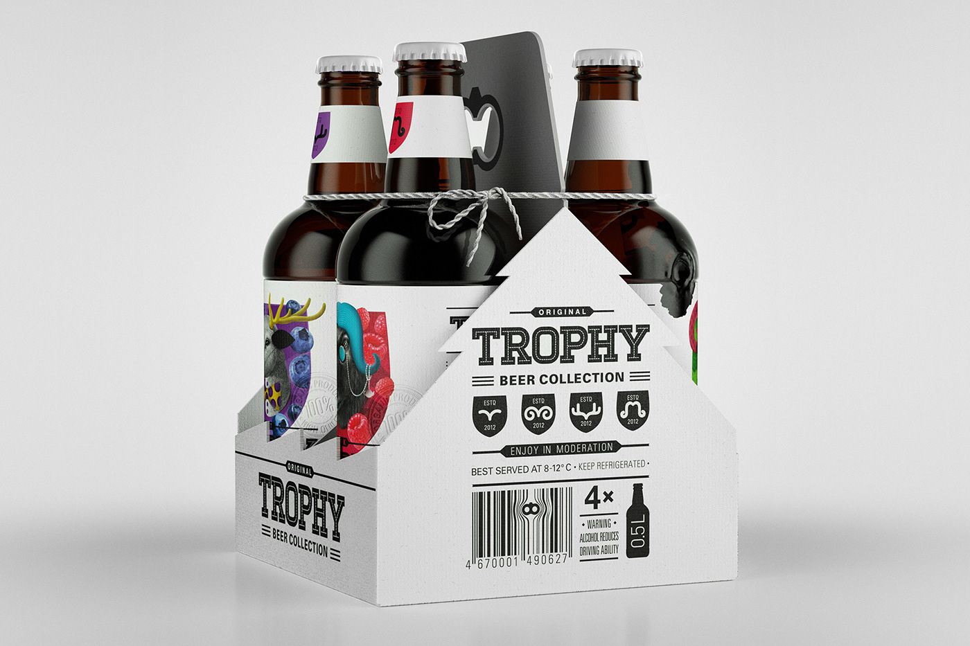 beer trophy bottle glass pentawards beverage beer label bottle design label design packaging design