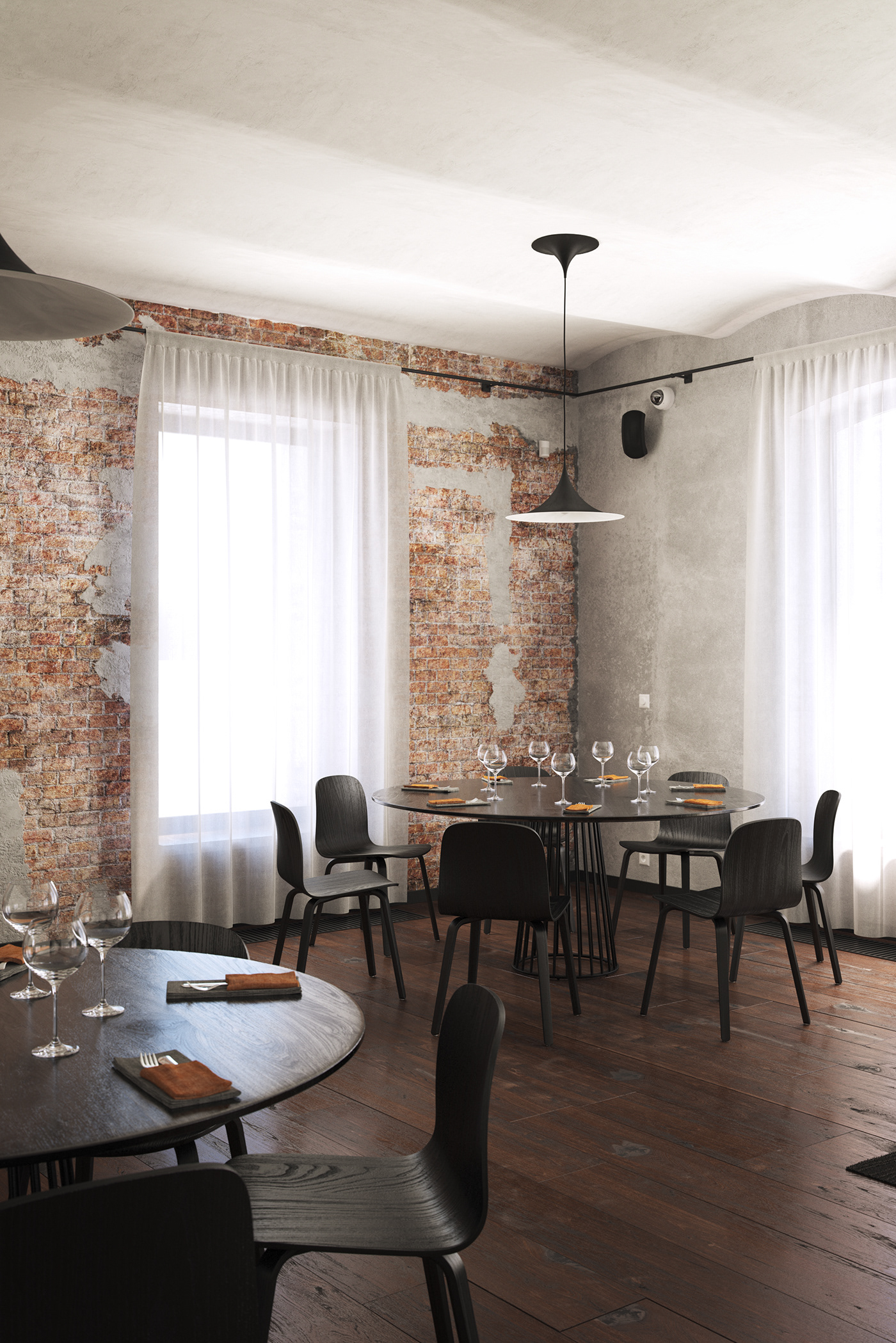 architecture visualization visualisation Interior restaurant interior design  refurbishment wood black CGI