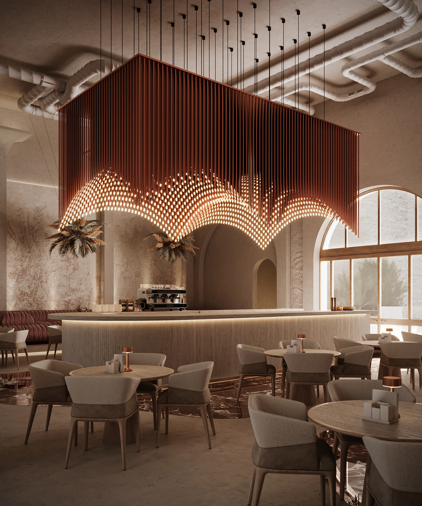 cafe restaurant modern Interior design architecture interior design  visualization Render 3D