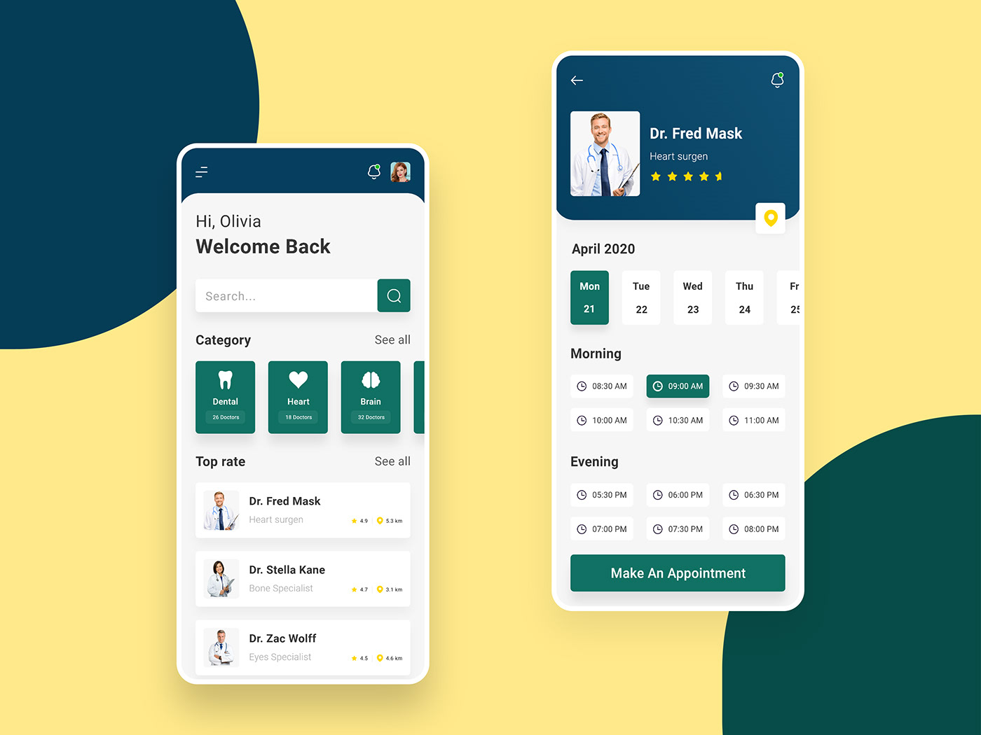 app clean doctor doctor app doctor appointment elegant minimal Mobile app online doctor ui design