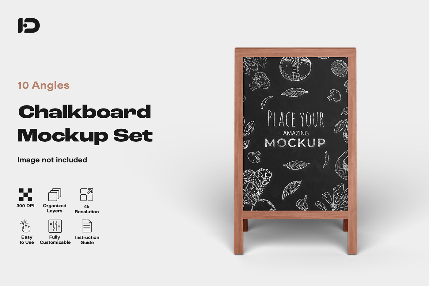Signage Mockup 3d mockup Chalkboard blackboard Display chalk display stand signboard Wood frame
