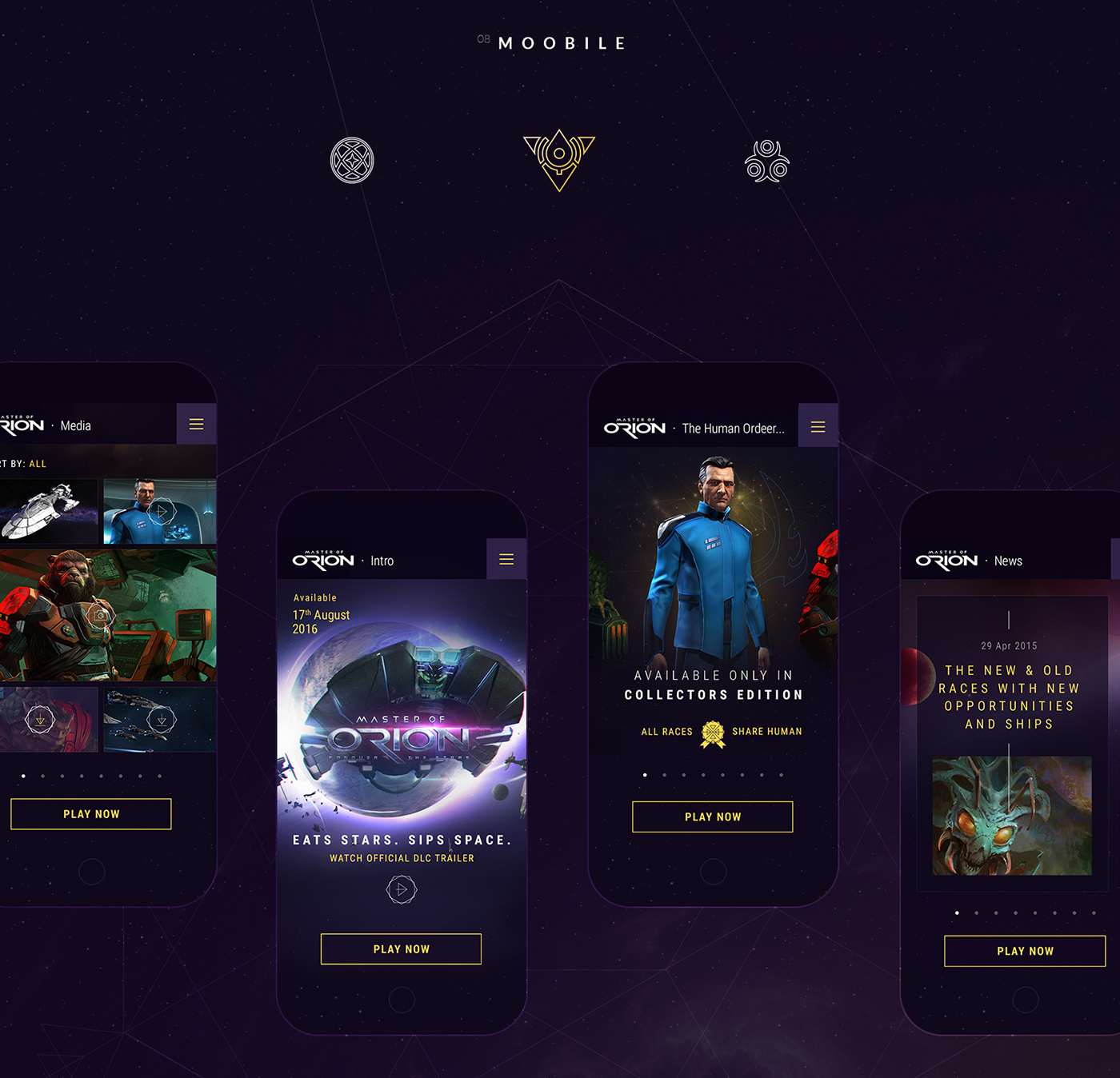 master of orion promo site UI ux icons game strategy Space  wargaming