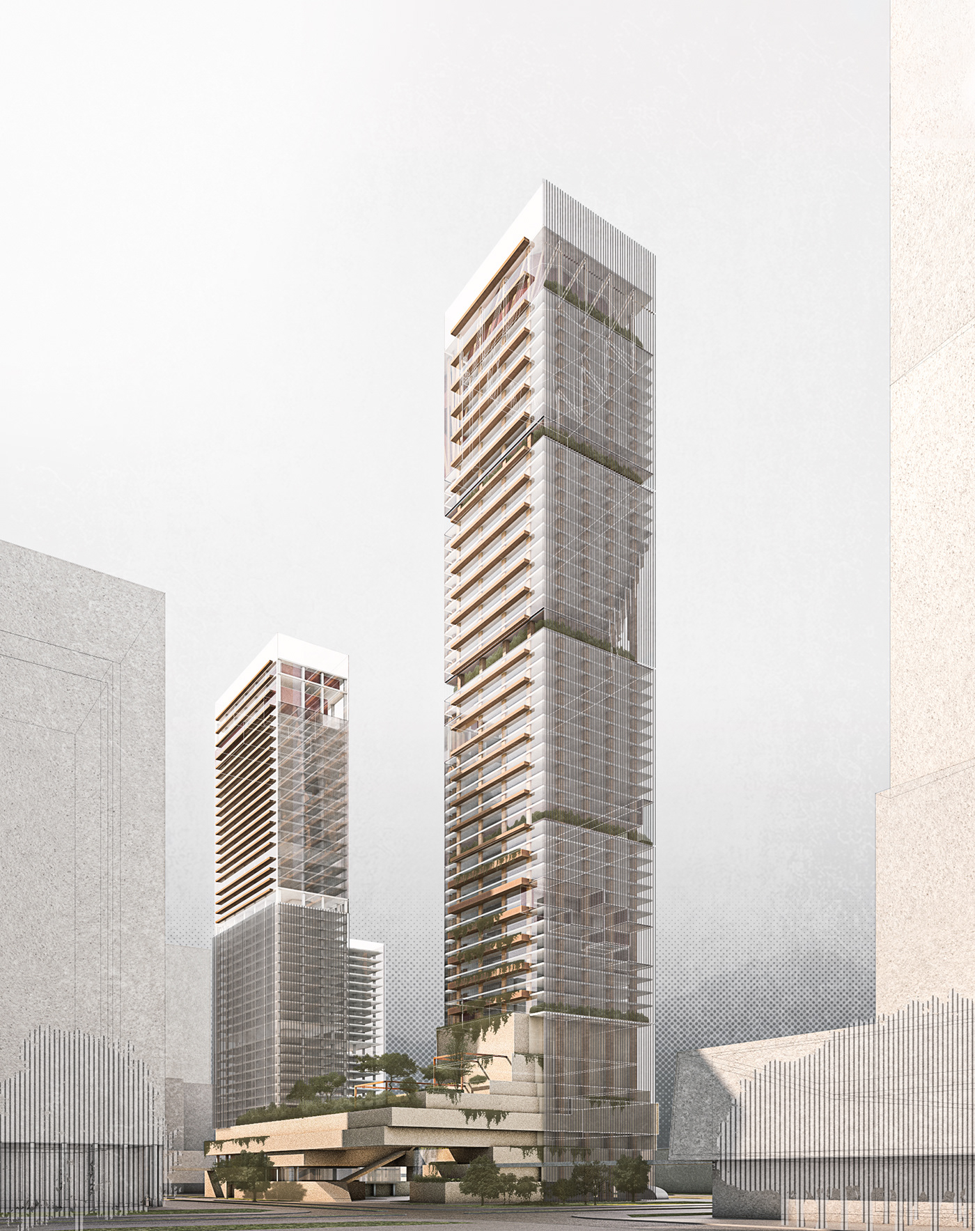 architecture china Competition concept green architecture HIgh-Rise Office Shenzhen tower wood